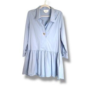 Pomander Place Sky Blue Drop Waist Mini Dress Size Large Preppy Nautical